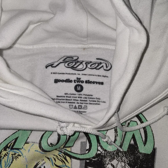 White Poison Graphic Hoodie Size Medium Nwot - Picture 2 of 2